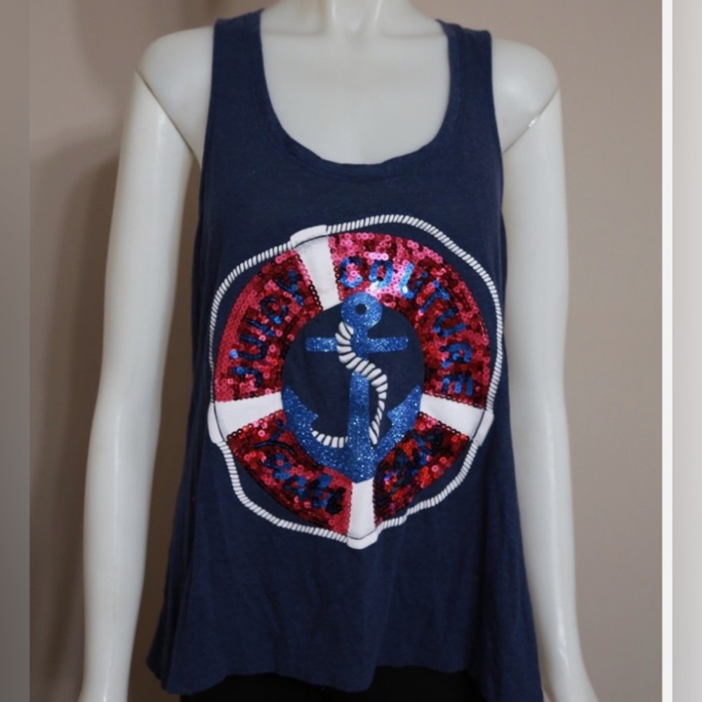 Navy Juicy Courture racer back top size L - Picture 2 of 7